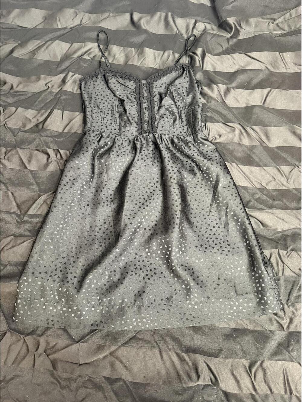 American‎ Eagle Black Swiss Dot Babydoll Mini Dress Size 6 Coquette